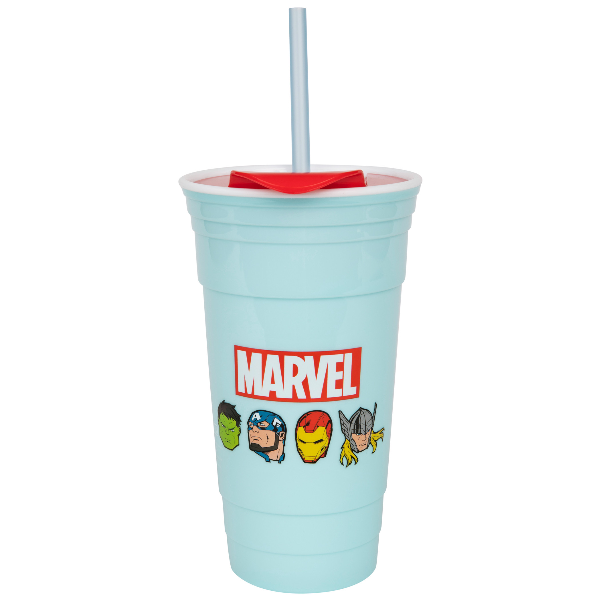 Marvel The Avengers Faces 32oz Plastic Party Cup with Lid and Straw